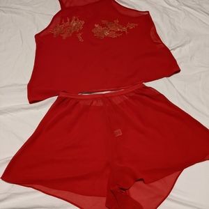 NWOT Vintage Victoria's Secret sheer red PJ set